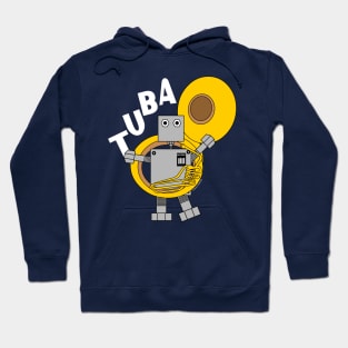 Tuba Robot White Text Hoodie